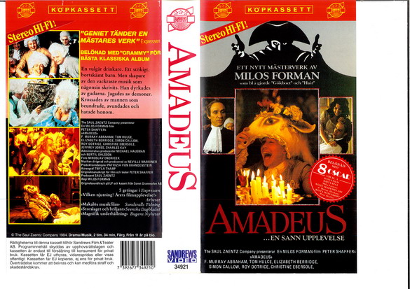 AMADEUS (Vhs omslag)